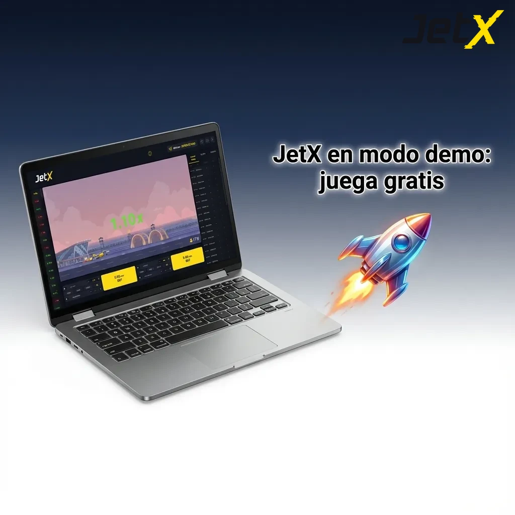 Interfaz de JetX en modo demo con saldo virtual, multiplicador en vivo y opción de auto cashout para practicar gratis.