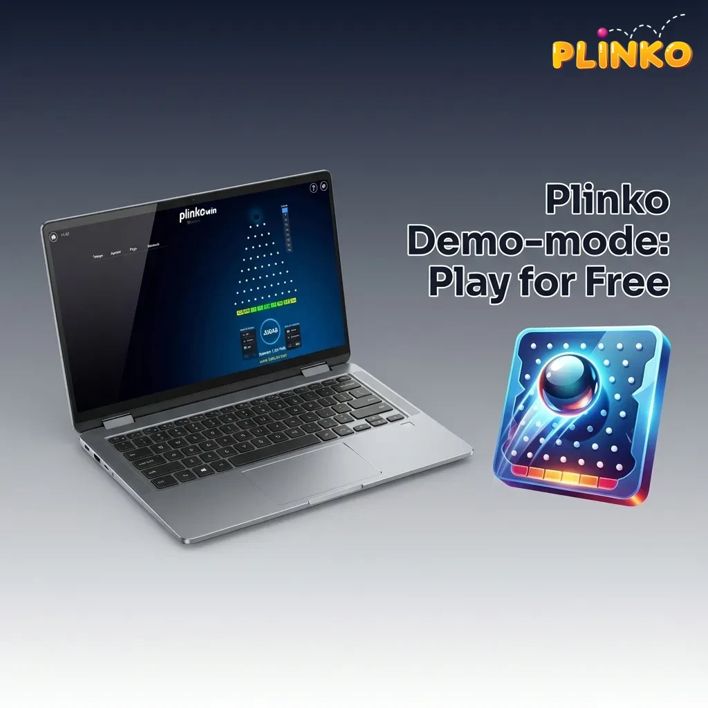 Pantalla de Plinko en modo demo: juega gratis con saldo virtual, mismo RTP, riesgo ajustable y filas configurables.