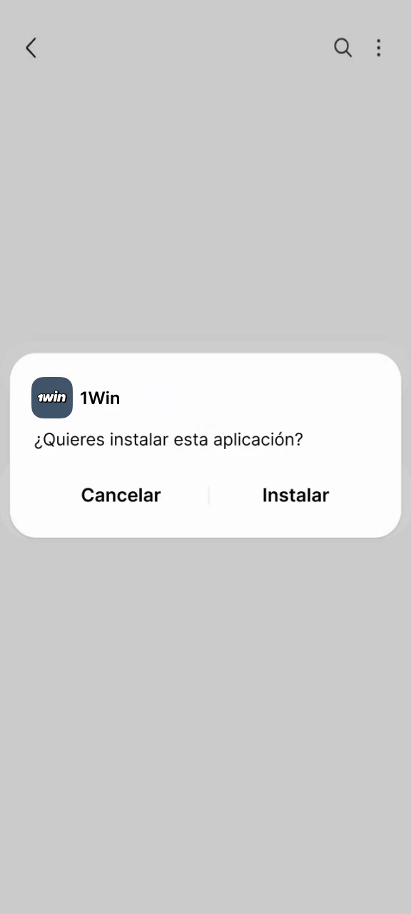 Inicie el proceso de instalación de la aplicación 1win.