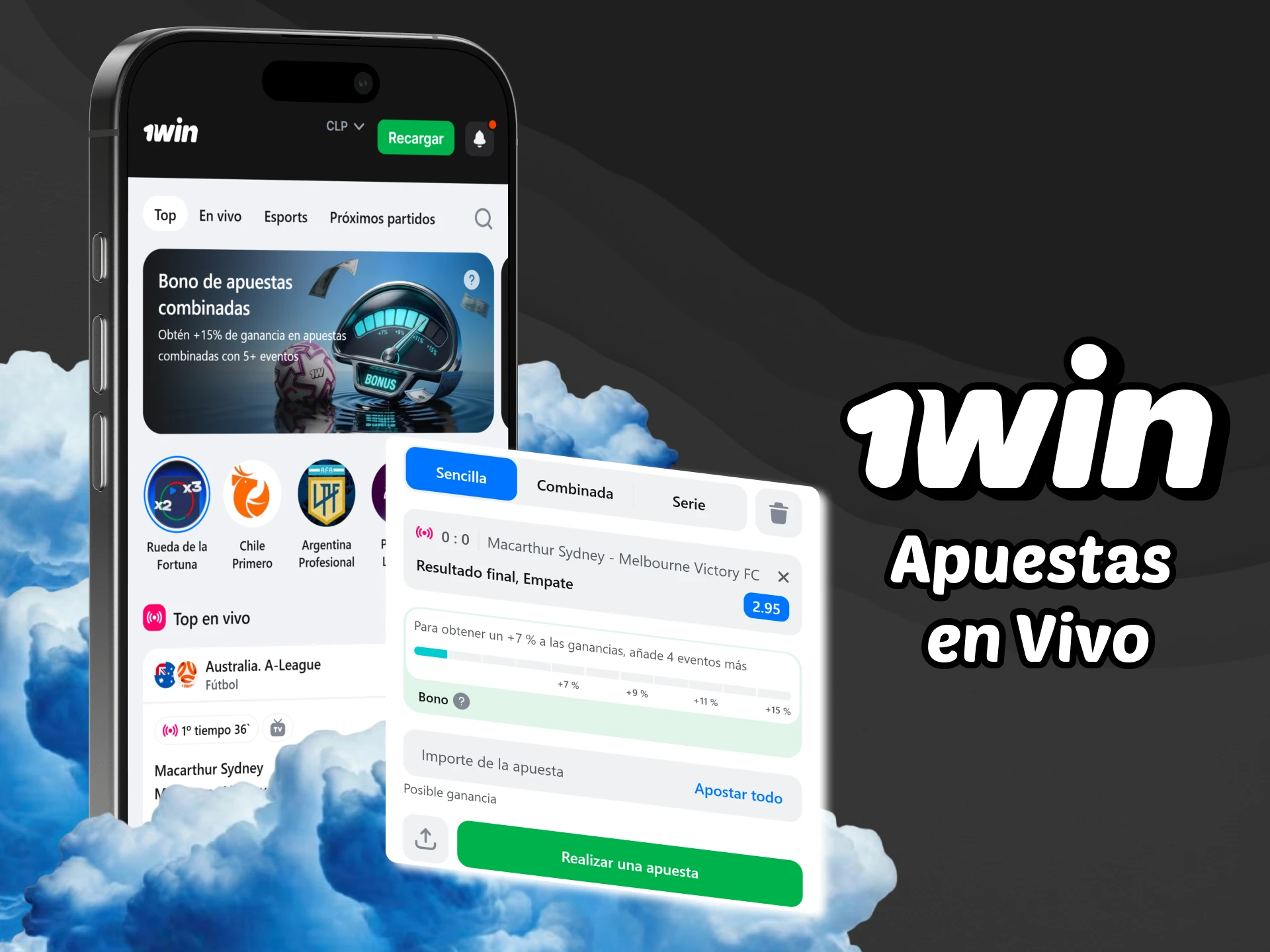 Realiza apuestas deportivas en directo a través de la aplicación 1win.