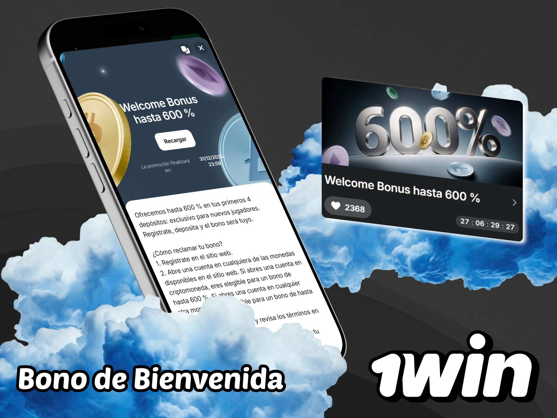 Disfruta del bono de bienvenida de la aplicación 1win.