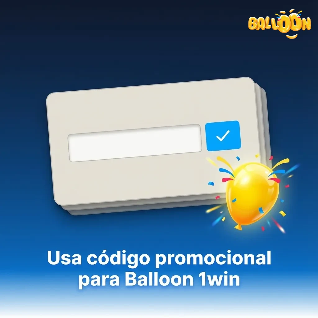 Banner promocional de Balloon en 1win con código BALLOONCL; ingrésalo en registro o bonos para obtener beneficios.