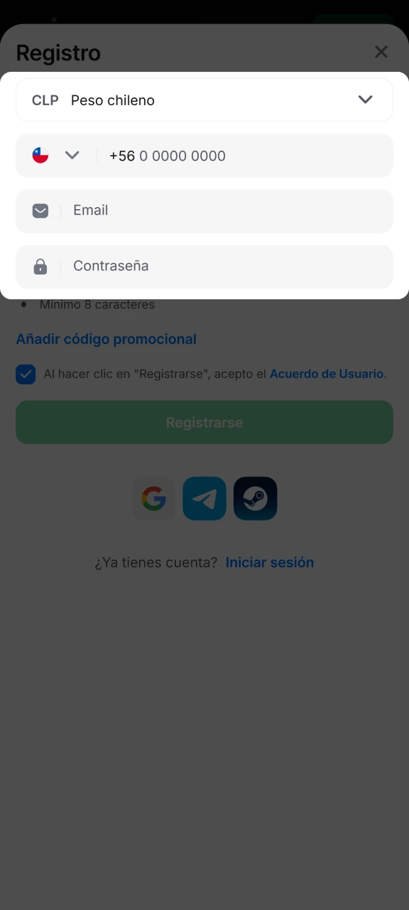 Añade tu información al formulario de registro de 1win.