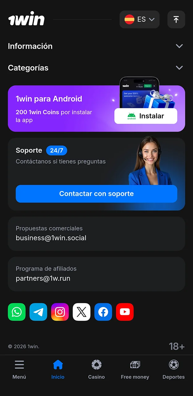 Inicie el proceso de descarga de la aplicación 1win para dispositivos Android.