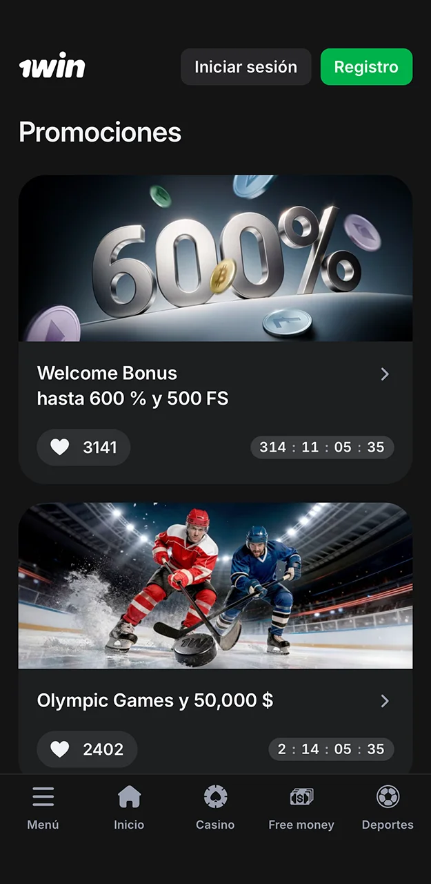 Descubre todas las bonificaciones disponibles en la aplicación 1win.