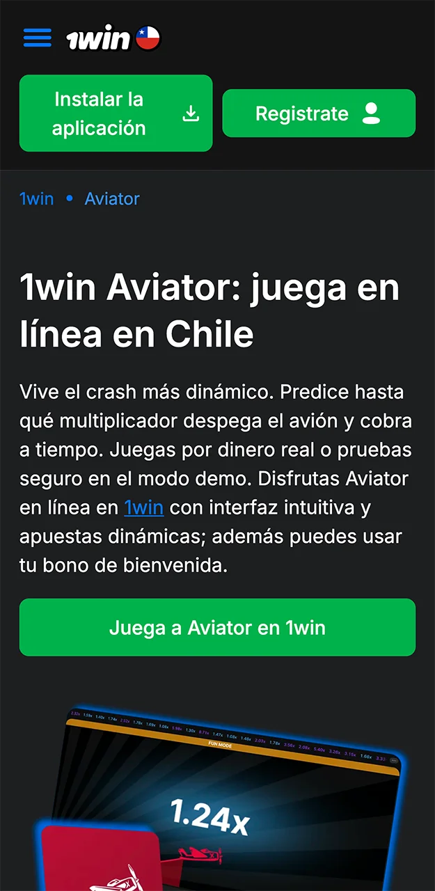 Pulsa el botón verde y empieza a registrar tu cuenta, que es necesaria para jugar a Aviator en el casino 1win.
