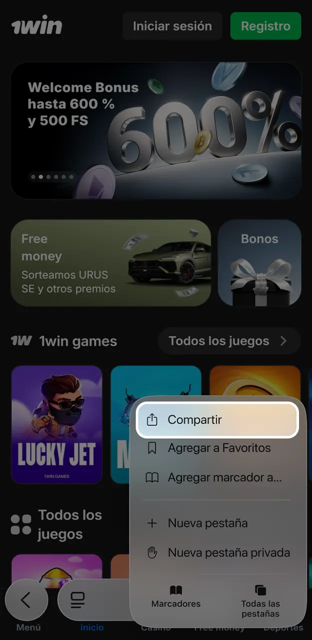 Empieza a jugar a Balloon en 1win desde la aplicación móvil.