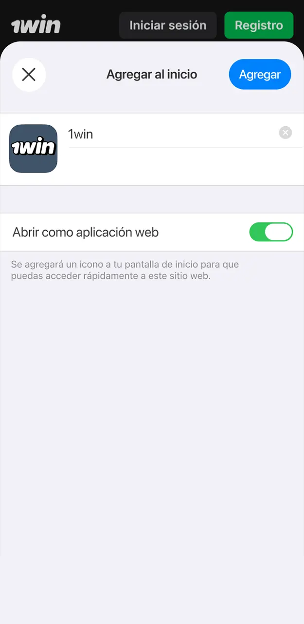 Valida la creación del acceso directo para jugar a Balloon de forma rápida en 1win.