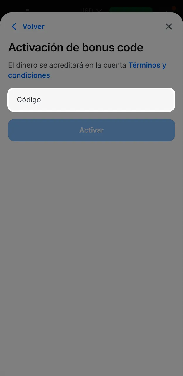 Introduce el código promocional en la página web de 1win.