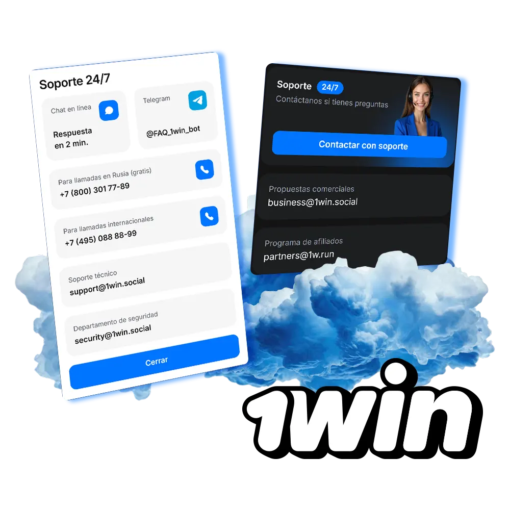 Contacta con el soporte técnico de 1win.