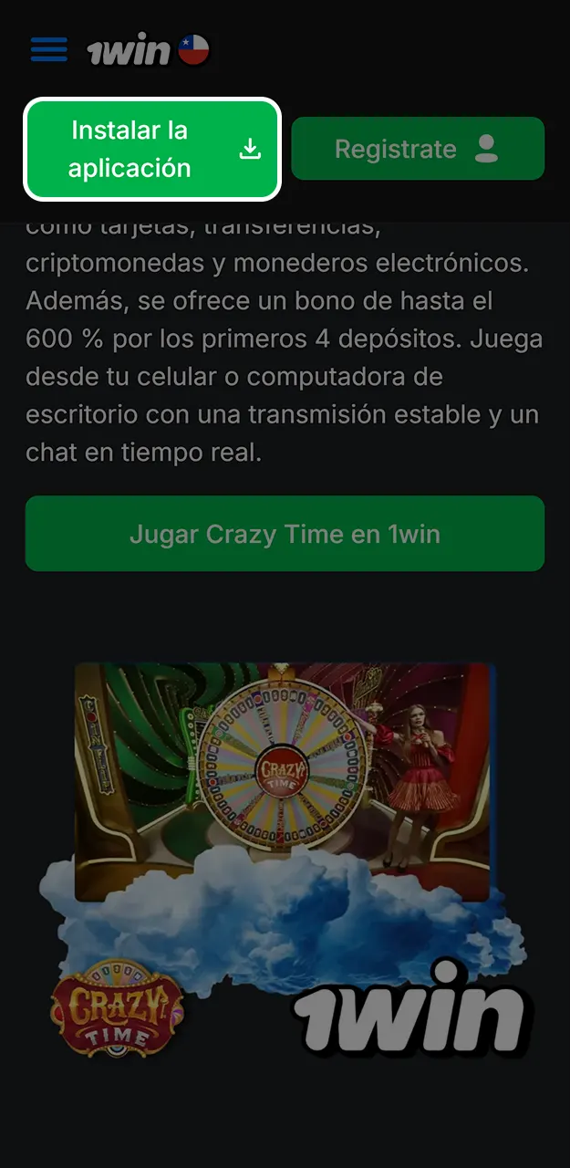 Regístrate para jugar a Crazy Time en 1win.