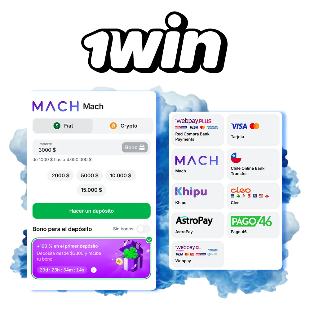 Recarga tu cuenta en 1win y juega a cualquier juego.