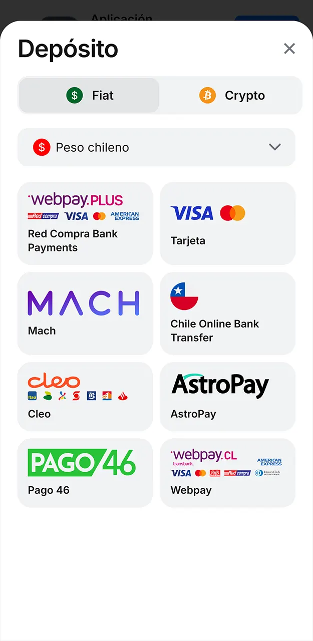 Selecciona tu plataforma de pago y escribe la cantidad a ingresar en 1win.