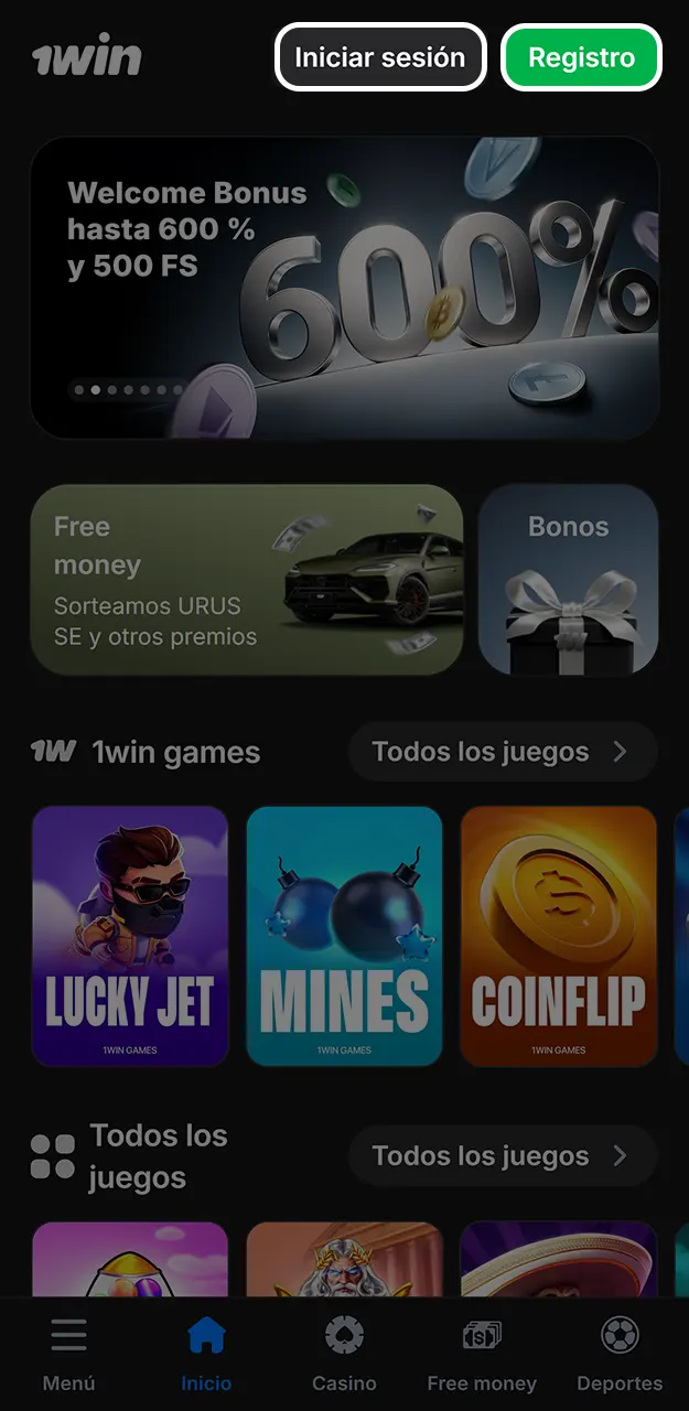Regístrate y realiza tu primer depósito en 1win.