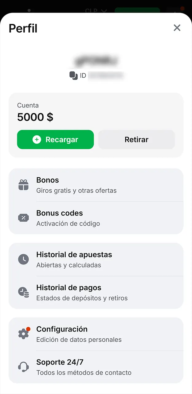 Comprueba que el dinero se haya sumado correctamente a tu saldo de 1win.