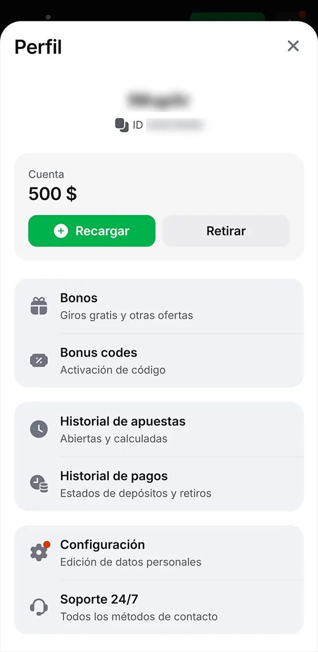 Comprueba que el dinero se haya sumado correctamente a tu saldo de 1win.