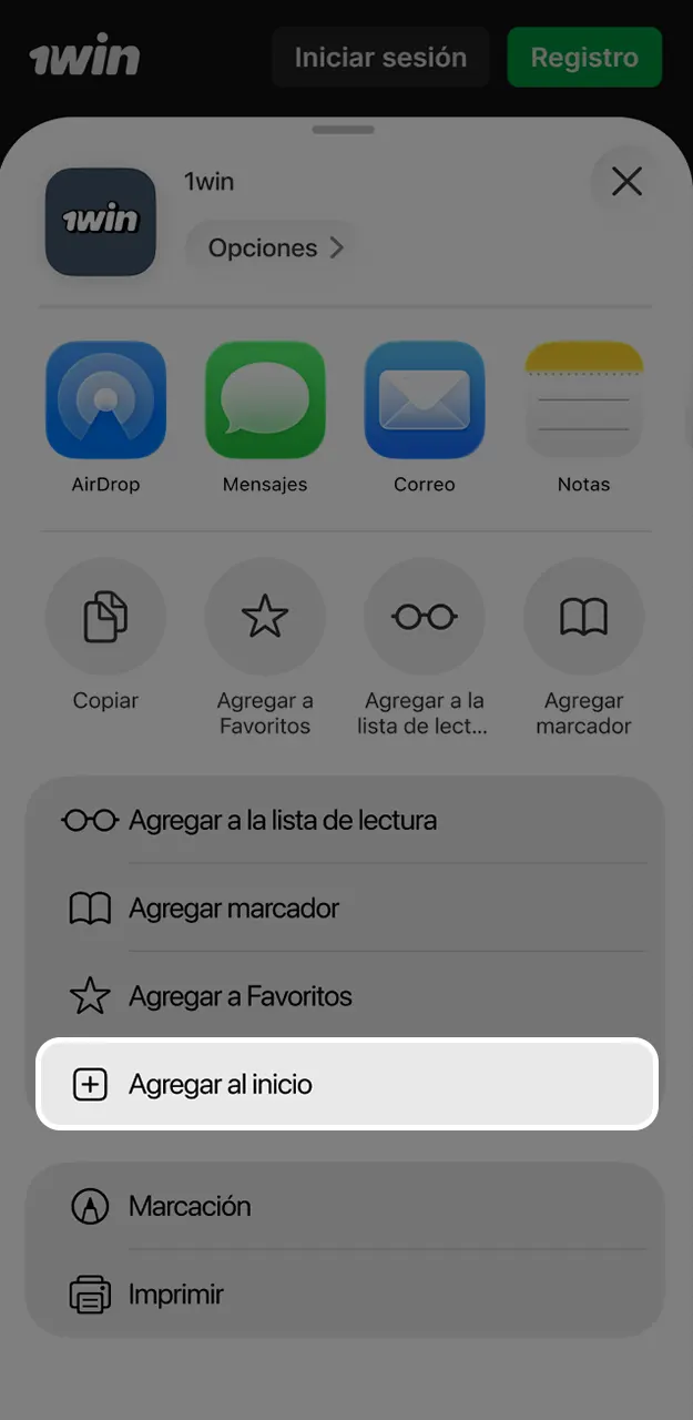 Crea el icono de acceso rápido para entrar directo al juego JetX en 1win.