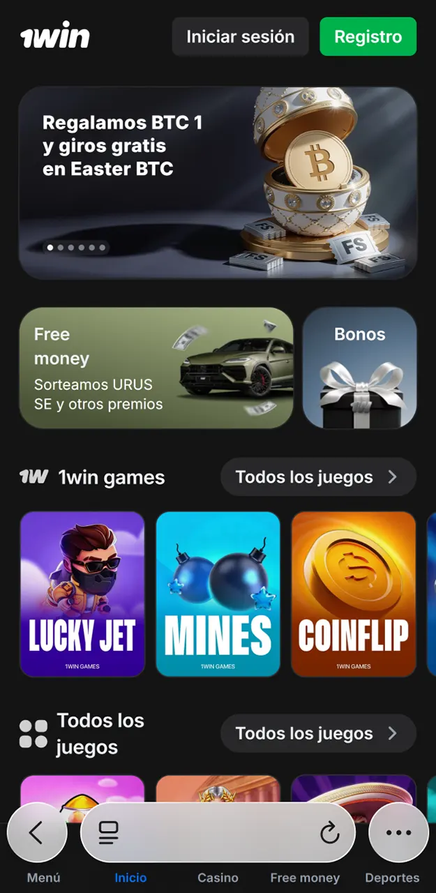 Accede al portal oficial desde tu navegador para buscar JetX en 1win.