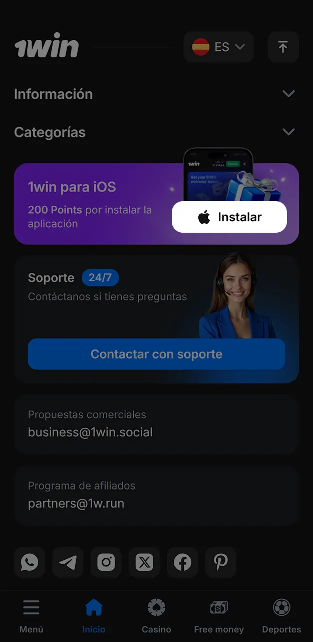 Empieza a instalar la aplicación 1win en iOS para jugar a JetX.