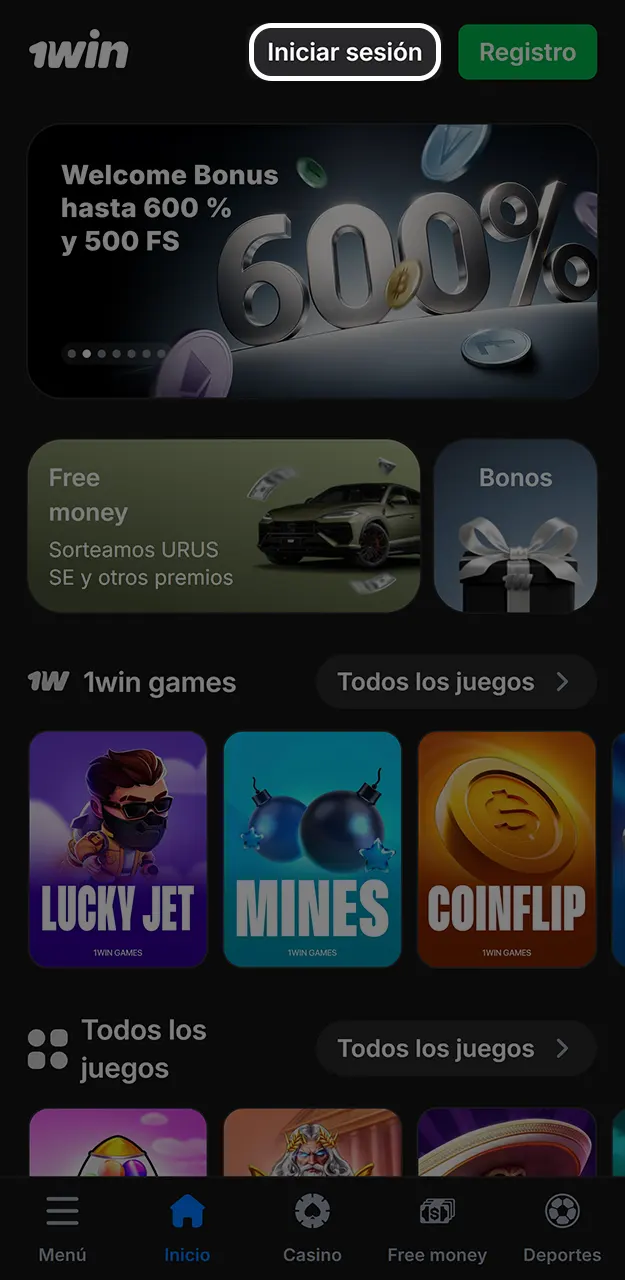 Finaliza la instalación y accede a tu cuenta para jugar a Lucky Jet en 1win.