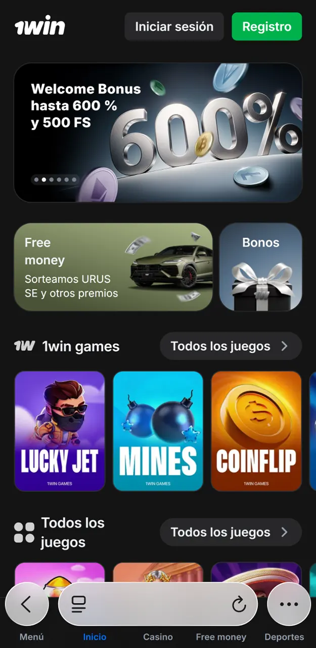 Juega al Plinko en la aplicación 1win.