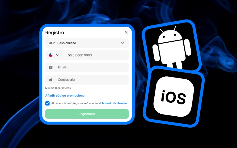 Utiliza la aplicación móvil de 1win para registrarte.