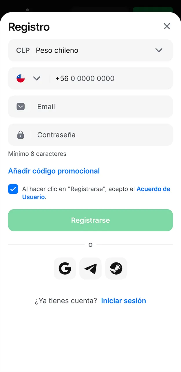 Crea una nueva cuenta para acceder al juego Rocket Queen en 1win.